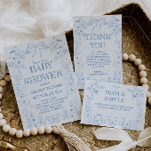 Frans Toile De Jouy Boy Baby shower Bedankkaart
