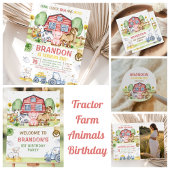 Tractor Farm Animals Barnyard Baby shower Kaart