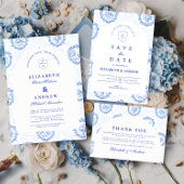 Traditional Blue White Delft Wedding Kaart