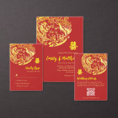 Rood goud Chinees Dragon en Phoenix logo bruiloft Kaart (Personaliseer de collectie van deze zelfstandige maker.)