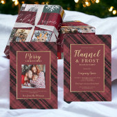 Traditionele rustieke rood en goud geplakt Kerstmi Etiket