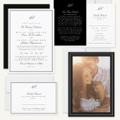 Formele Ingelijste Klassieke Monogram Zwart Wit Hu Ronde Sticker