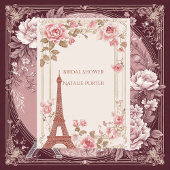 Miss to Mrs Bridal Shower Paris Eiffel Tower Flora Vierkante Sticker