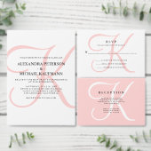 Elegant Modern Roze Monogram en Dank u Ronde Sticker (Personaliseer de collectie van deze zelfstandige maker.)