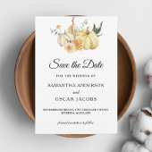 Trendy Autumn Waterverf Pumpkin & Flowers Save The Date