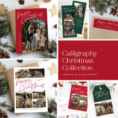 Rood Modern Eenvoudig Script Foto Vrolijk Kerstfee Cadeaulabel