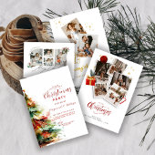 Watercolor Festieve Kerstboom Feest Uitnodiging