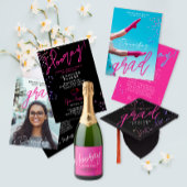 Cool White Confetti Afstuderen Party Sparkling Wijnetiket