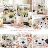 Pink Bow Graduation Return Address Etiket