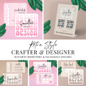 Crafter Handgemaakte Design Artiest Retro Pink Mod Vierkante Visitekaartje