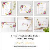 Trendy Technicolor Boho Floral Guest Address Sticker