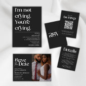 Moderne minimalistische typografie zwart wit bruil RSVP kaartje