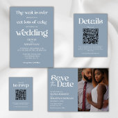 Modern grappig minimalistisch script stoffige blau kaart