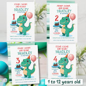 T Rex Dinosaur 5th Birthday Party Invitation Briefkaart