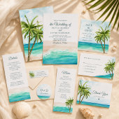 Waterverf Palmboom Strand Retouradres Etiket