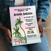 Tropical Island Palm Sunset Uitnodiging Spandoek