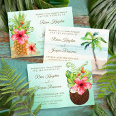 Tropische Waterverf Strand Palm Tree Bruiloft Menu