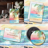 Waterverf Tropisch strand bruiloft Button Flesopener