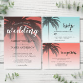 Monogram Blauw Tropische Palmboom Strand Bruiloft Servet (Personaliseer de collectie van deze zelfstandige maker.)