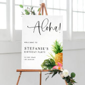Watercolor Pineapple and Hibiscus Birthday Party Servet