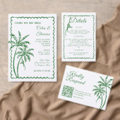 Tropical Coastal Retro Beach Rehersal Dinner Kaart (Personaliseer de collectie van deze zelfstandige maker.)
