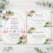 Tropische Floral Flamingos Summer Save the Date (Personaliseer de collectie van deze zelfstandige maker.)