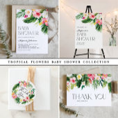 Tropische bloemen en groen Zomer Verjaardag Bedankkaart