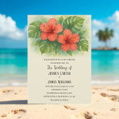 Tropisch strand Hawaiian Hibiscus bruiloft Kaart