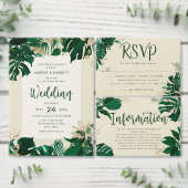 Modern Tropisch groen bruiloft ceremonie programma Handwaaier (Personaliseer de collectie van deze zelfstandige maker.)