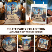 Tropical Island Pirate Boy Verjaardag Uitnodiging