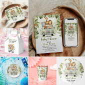 Tropisch Oerwoud Safari Animals Boy Baby shower Ronde Sticker