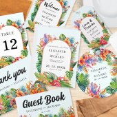 Tropische bladeren bloemenstrand bruiloft bedankdoosjes