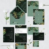 Tropische moderne palmstoffige groene RSVP-Kaart RSVP Kaartje