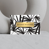 Luxe Bold Black en White Palm Leaves Visitekaartje