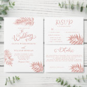 Website Tropisch Roos Gold Palm Leaf White Wedding Informatiekaartje (Personaliseer de collectie van deze zelfstandige maker.)