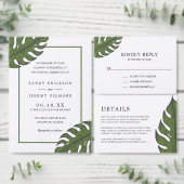 Modern Green Palm Leaf Tropical Rehearsal Dinner Kaart (Personaliseer de collectie van deze zelfstandige maker.)