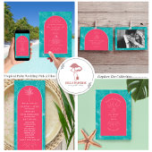 Palm Leaves Pink + Blue Beach Weddenschap Folie Uitnodiging