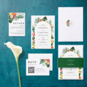 Tropische zomer bloemengroen bruiloft foto save the date (Personaliseer de collectie van deze zelfstandige maker.)