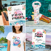 Tropische Zomer Verjaardag Pool Party Kaart
