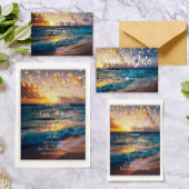 Elegant Sunset Beach String Lights Summer Wedding Ronde Kartonnen Onderzetter