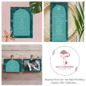 Seashell Palm Blauwgroen Beach Weddenschap QR Code All In One Uitnodiging