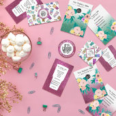 Groen Roze Bloemen Glitter Ombre Logo Klant Bedankkaart