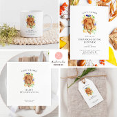 Minimal Elegant Thanksgiving Diner Aangepaste naam Theedoek