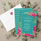 Turquoise Fuchsia Floral Engagement Kaart (Personaliseer deze collectie van deze onafhankelijke maker. Test)