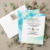 Moderne Turquoise Waterverf Kaart (Personaliseer deze collectie van deze onafhankelijke maker. Test)