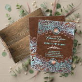 westerne bruiloft RSVP turquoise brown land Uitnodiging Briefkaart (Personaliseer deze collectie van deze onafhankelijke maker. Test)