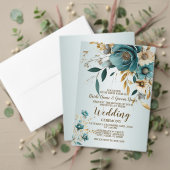 Bruiloft Turquoise witte bloem gouden bladeren Papieren Bordje (Personaliseer deze collectie van deze onafhankelijke maker. Test)