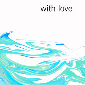 Blue & Green Wave  Wedding Invitation Kaart