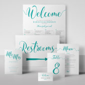 Turquoise Wedding Menu Kaart 5"x7"