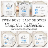 Oh Babies Blue Feet Twins Baby Shower Ronde Sticker